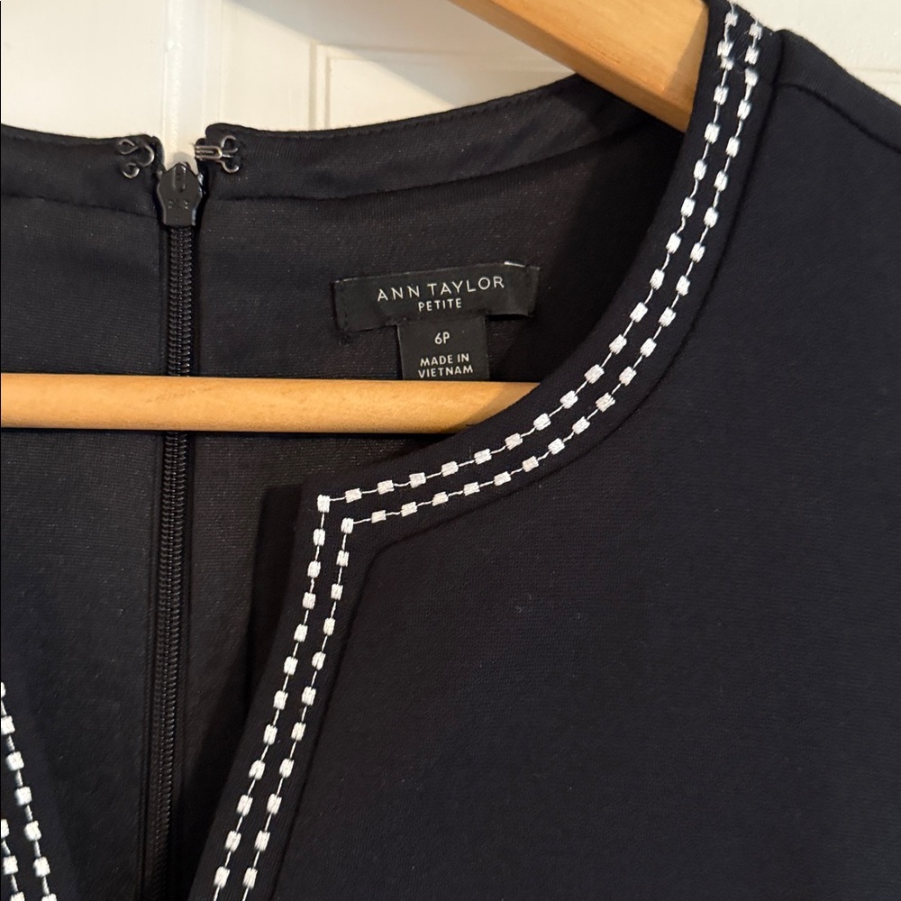 Ann Taylor Black Dress with White Trim - Picture 2 of 3